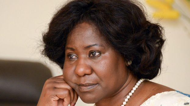 Mariam Sankara, la veuve de l'ancien président Thomas Sankara, le 20 mai 2015 à Ouagadougou. C’est la deuxième fois que l’ex-première dame retourne au Burkina pour témoigner sur l'assassinat de son mari dans un coup d'Etat de 1987.