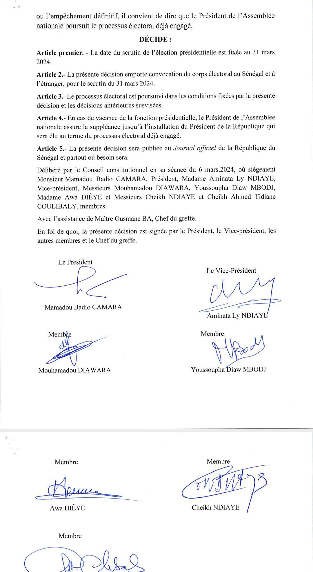 Sénégal : le Conseil constitutionnel fixe la date du scrutin au 31 mars 2024