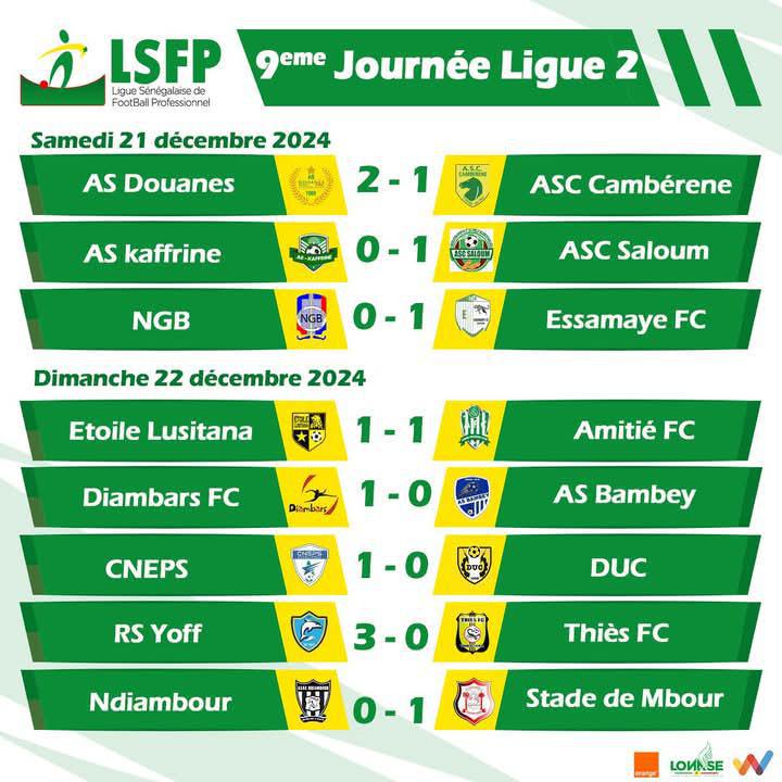 Ligue 2 : le Stade de Mbour se relance, Essamaye FC conforte sa place de leader, RS Yoff enfin victorieux
