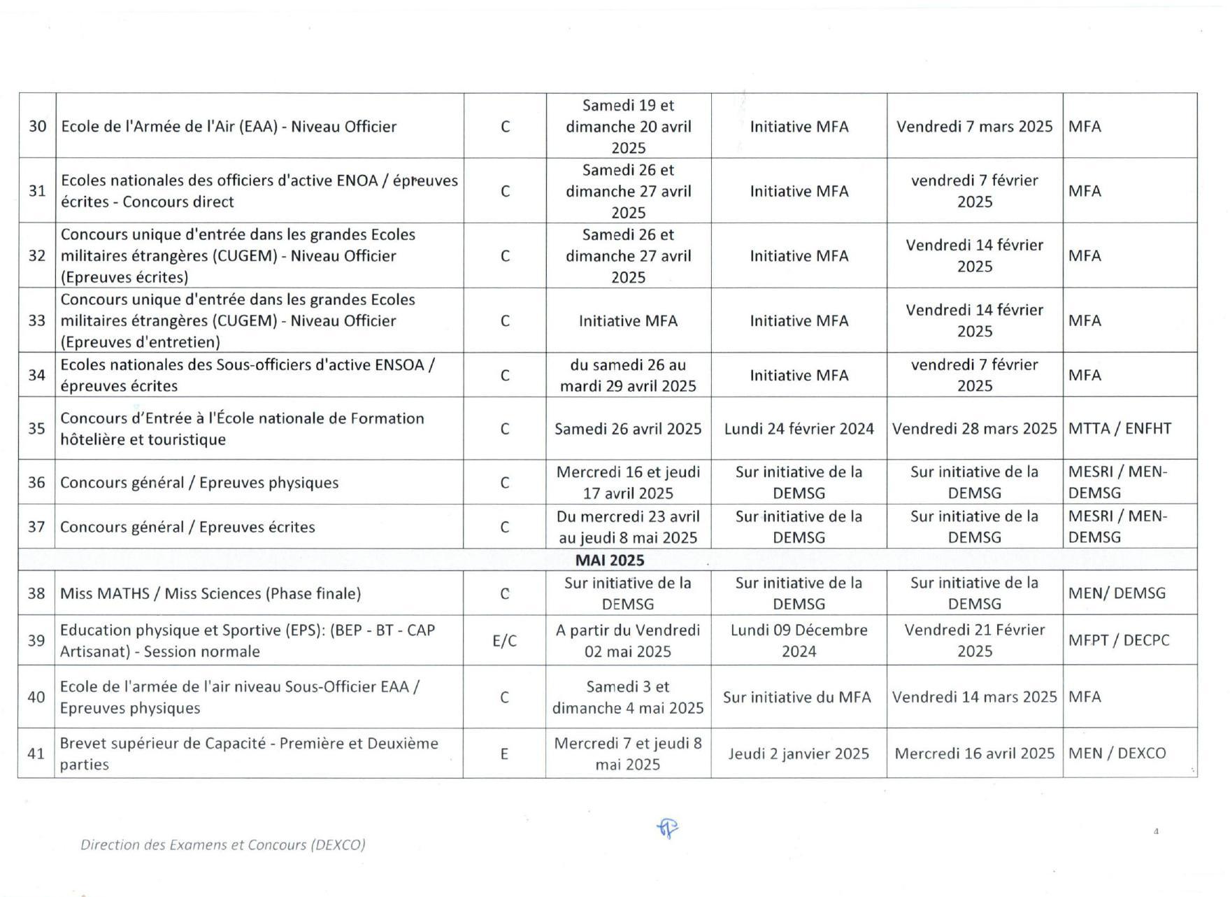 Sénégal : voici le calendrier des Examens et concours 2025