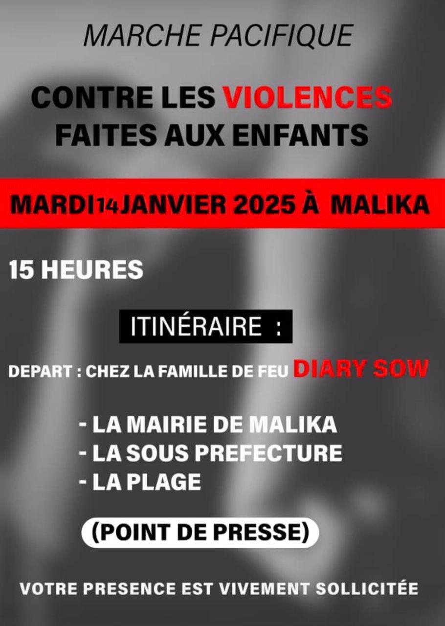Meurtre de Diary Sow à Malika : une marche de dénonciation prévue ce mardi à 15 heures 