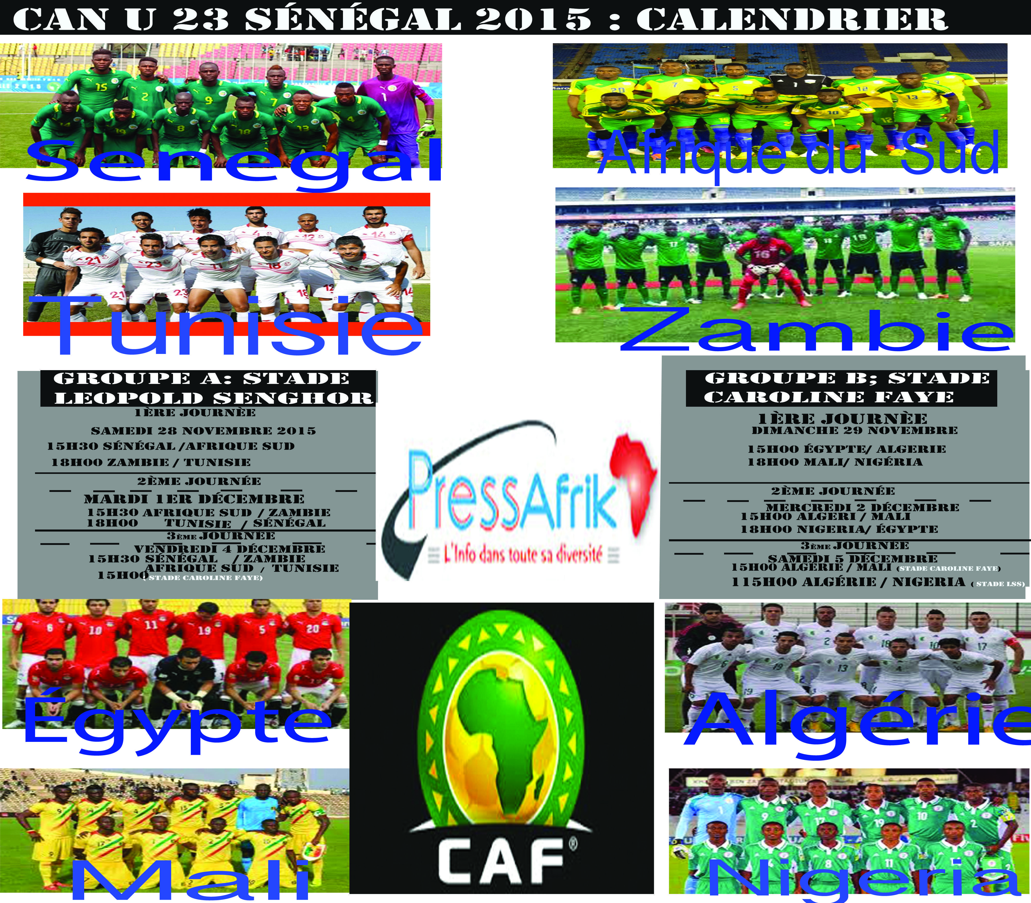 CAN U23 2015 : le calendrier complet