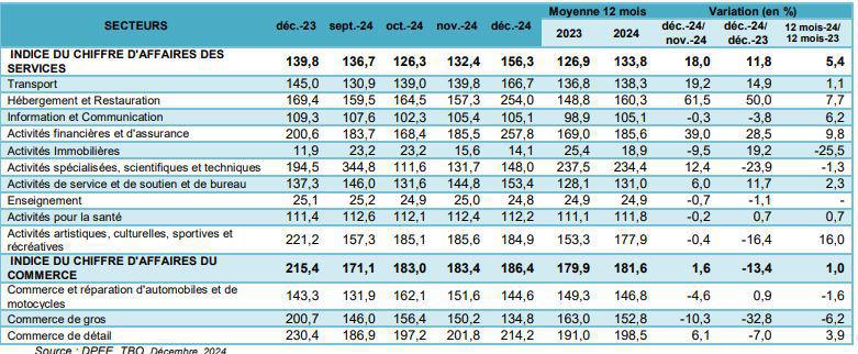 Rapport ANSD: une forte dynamique du secteur des services en décembre 2024, malgré des performances mitigées dans le commerce