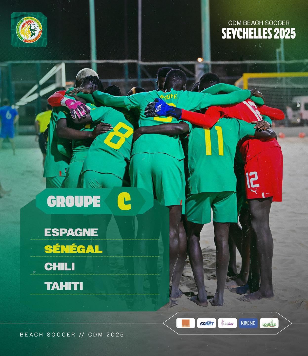 Mondial Beach Soccer : Le Sénégal dans le groupe C en compagnie de l'Espagne, du Chili et du Tahiti