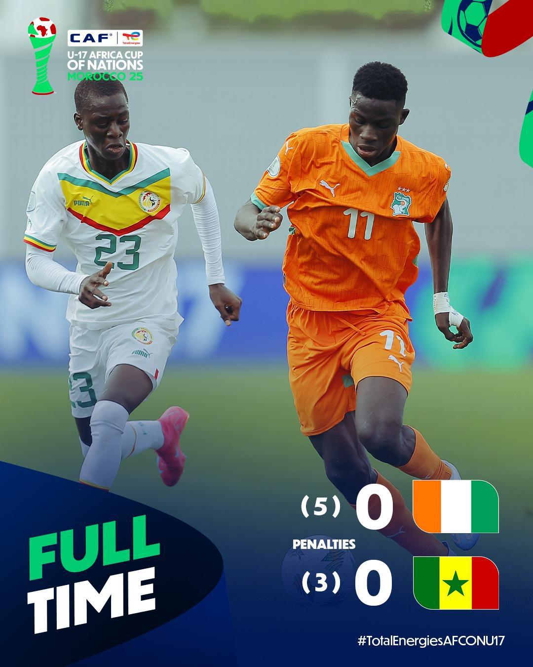 CAN U17 : la Côte d’Ivoire élimine le Sénégal aux tirs au but et file en demi-finale