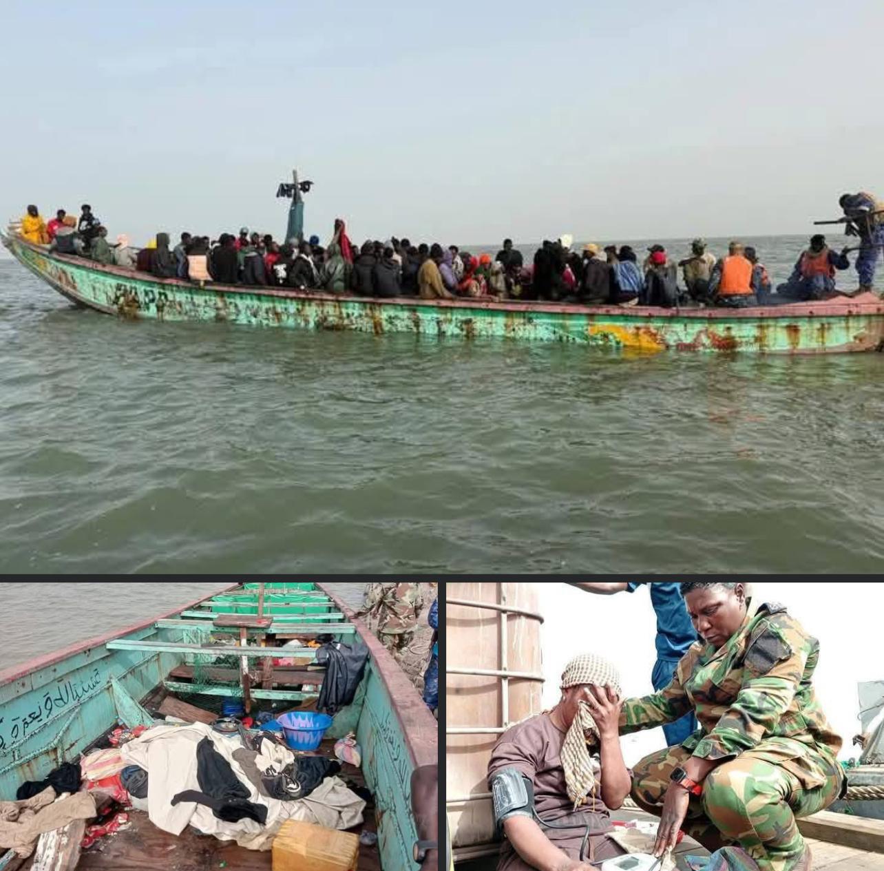 Interception d’une pirogue de migrants en Gambie : 114 personnes secourues en mer
