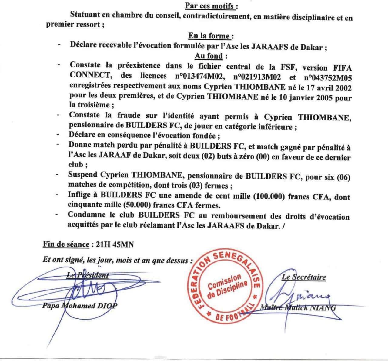 Coupe du Sénégal : Coup de tonnerre ! Builders FC disqualifié pour fraude, Jaraaf qualifié sur tapis vert