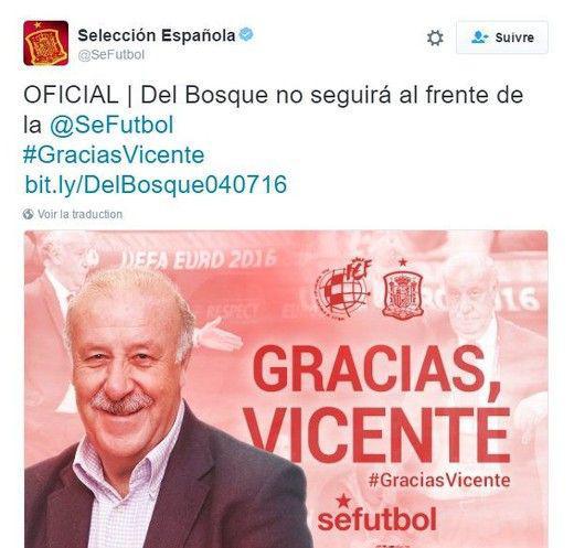 Espagne : Del Bosque, c'est fini (officiel)