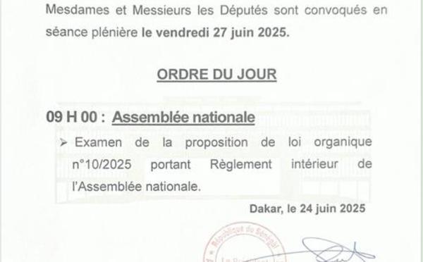 Assemblée nationale: les députés sont convoqués en séance plénière ce vendredi