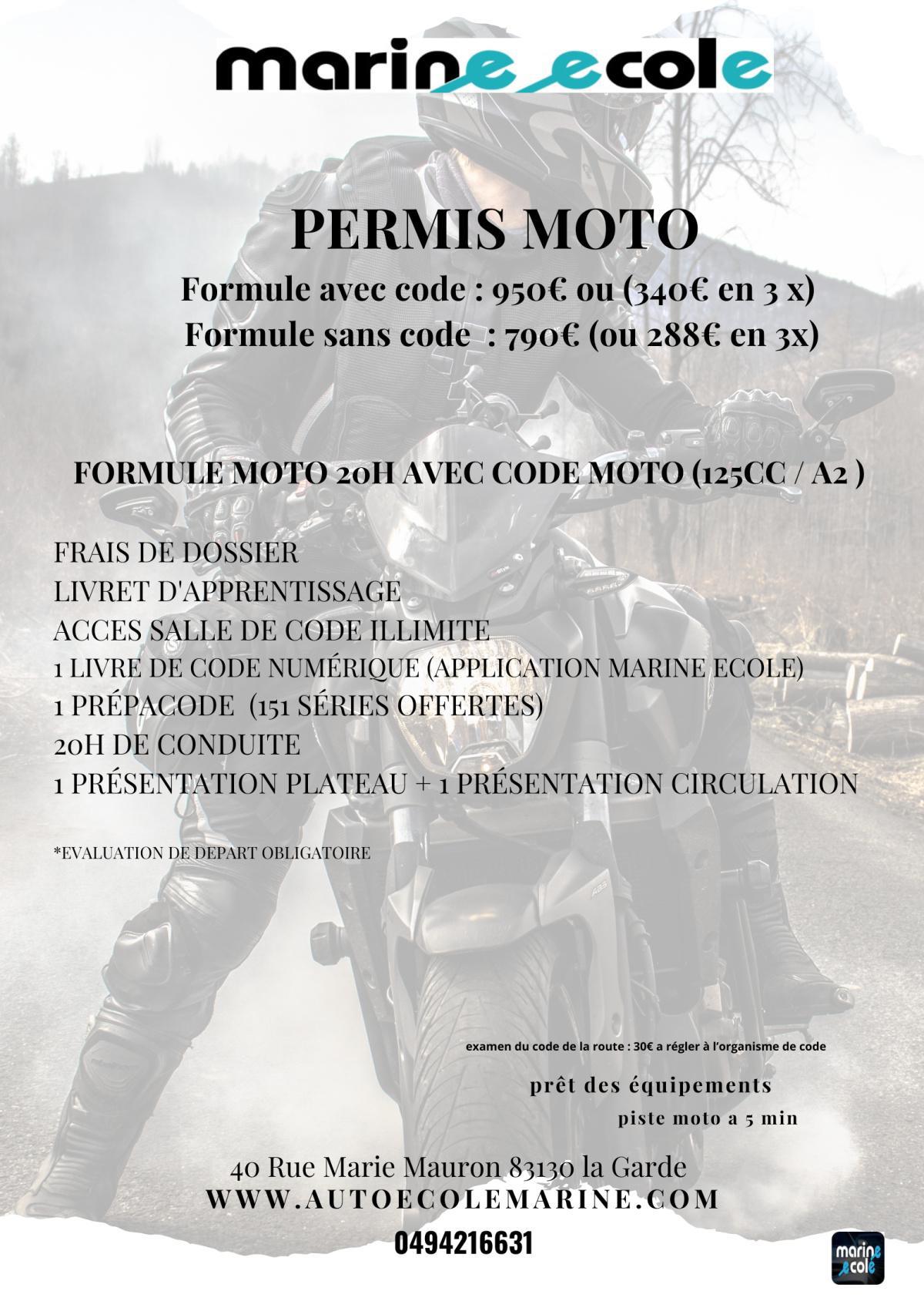 Permis A2 et A1 et formation 7h 125 / passerelle 