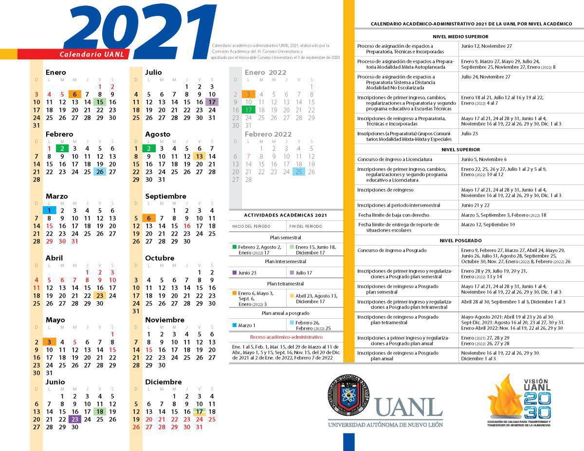 Calendario Agosto-Diciembre 2021