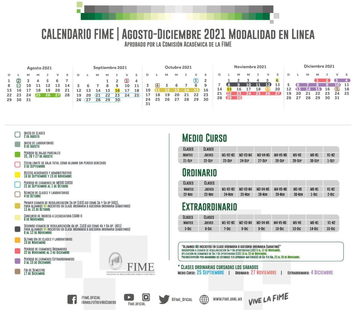 Calendario Agosto-Diciembre 2021