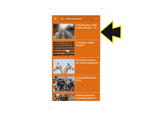 Wie finde ich etwas in der App? Wie finde ich etwas in der App?