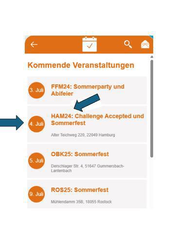 Ich kann die Veranstaltung nicht finden