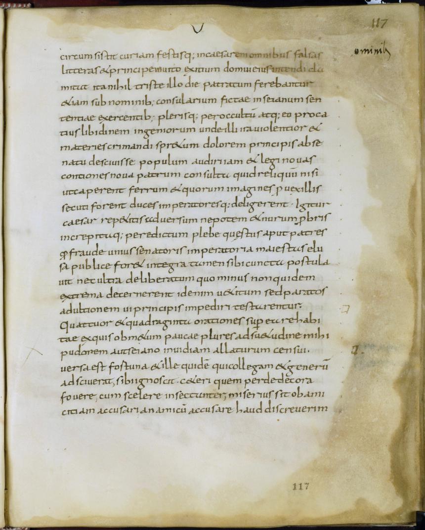Fotografía del códice Mediceus prior de los "Anales" de Tácito