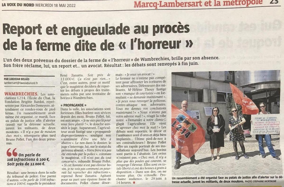 Report du procès du fermier de Wambrechies ! Report du procès du fermier de Wambrechies !