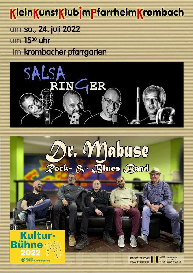 Pfarrhoffest-Frühschoppen und Kulturbühne mit Dr. Mabuse und Salsaringer am 24. Juli Pfarrhoffest-Frühschoppen und Kulturbühne mit Dr. Mabuse und Salsaringer am 24. Juli