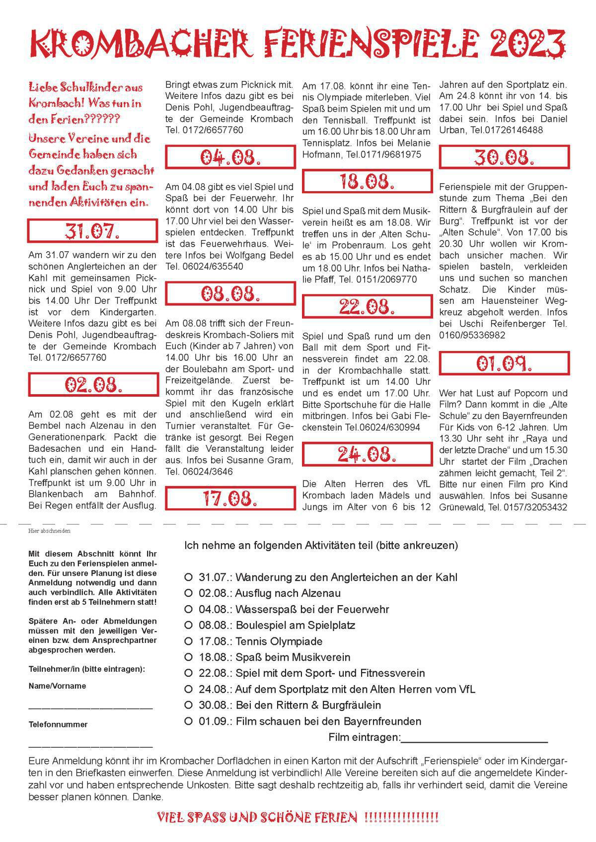 Krombacher Ferienspiele 2023 Krombacher Ferienspiele 2023