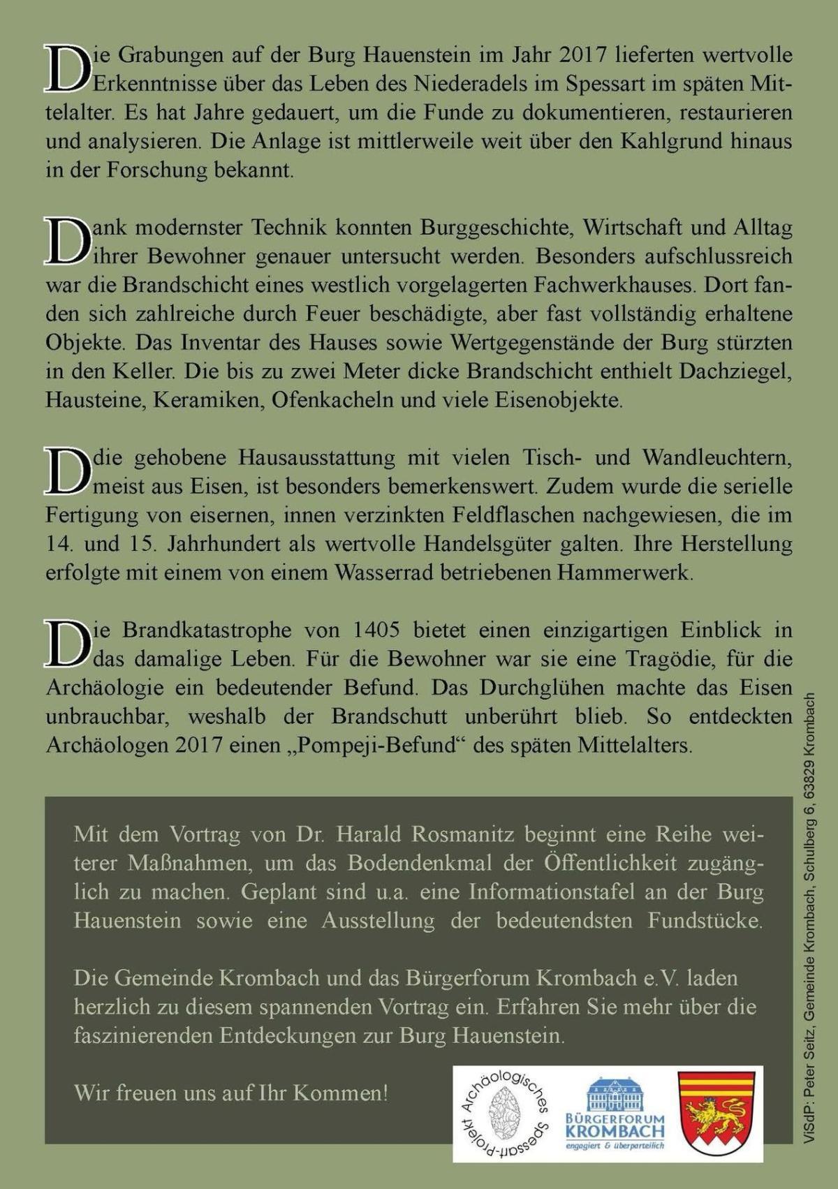 Vortrag zur Burg Hauen­stein am 18. März 2025 Vortrag zur Burg Hauen­stein am 18. März 2025