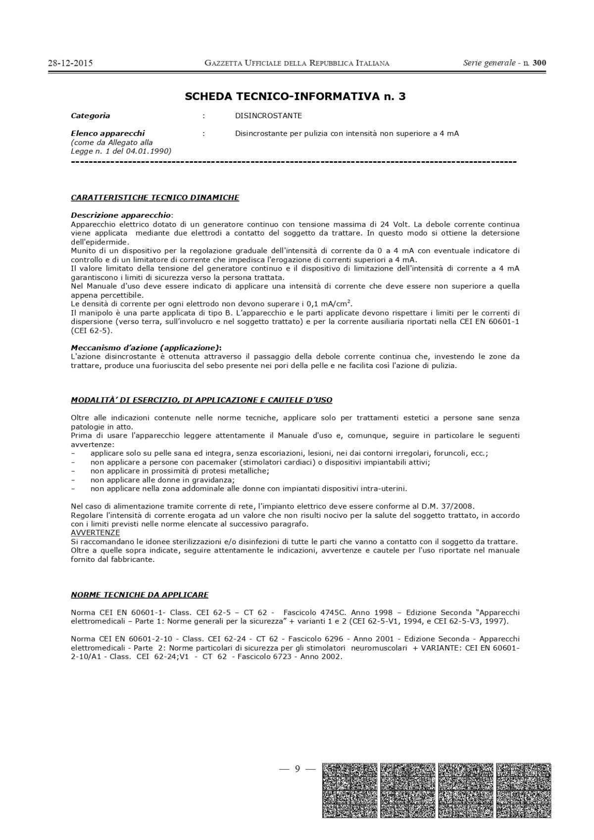 DECRETO MINISTERIALE 206 DEL 2015 allegato alla legge 1 del 4 GENNAIO 1990
