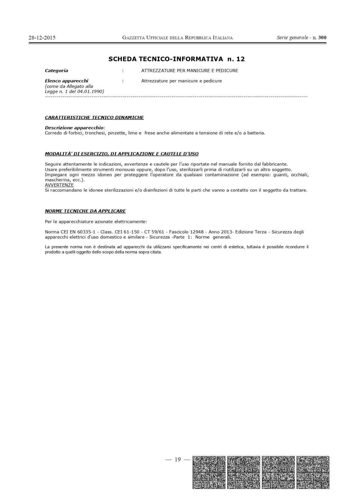 DECRETO MINISTERIALE 206 DEL 2015 allegato alla legge 1 del 4 GENNAIO 1990