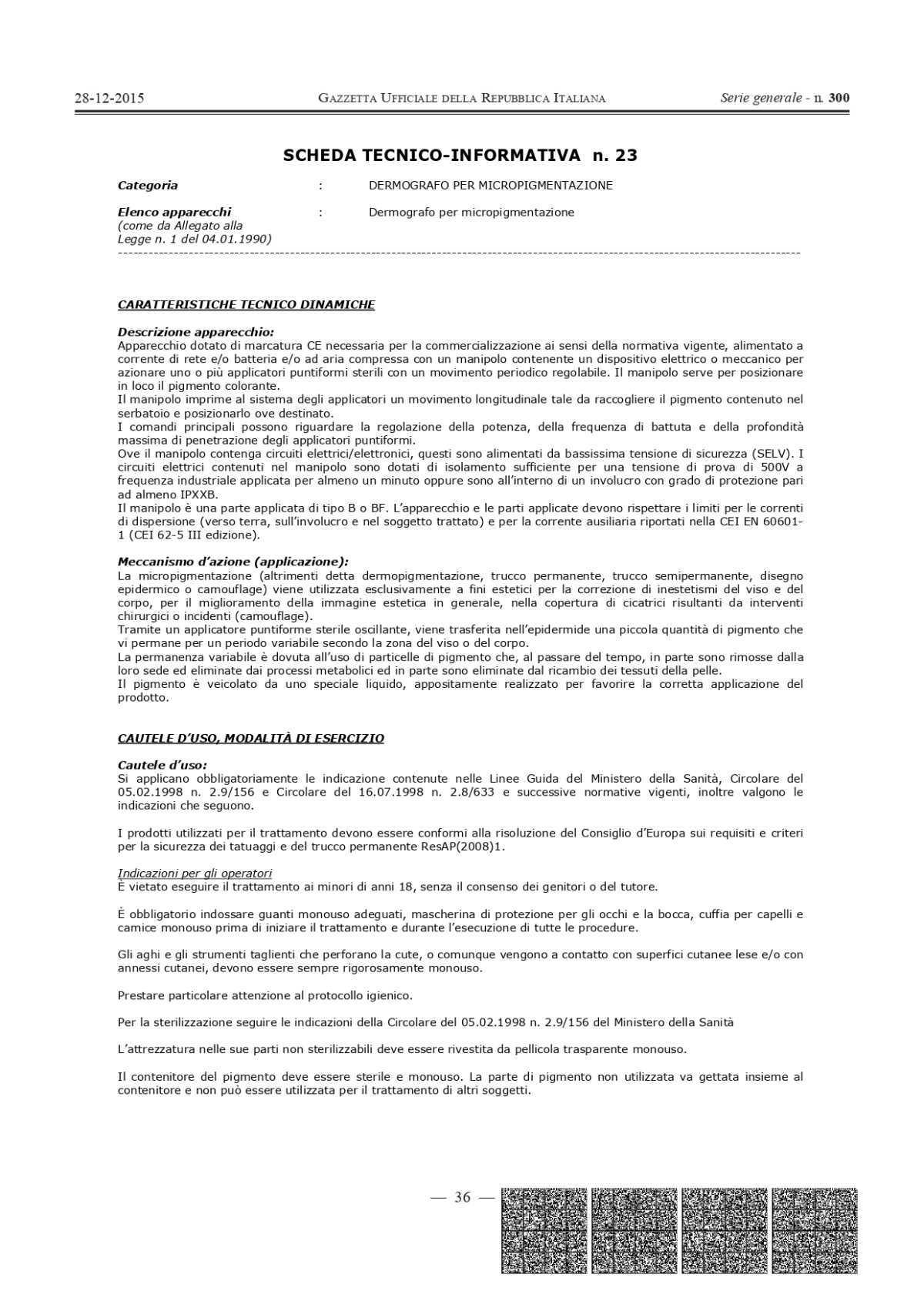 DECRETO MINISTERIALE 206 DEL 2015 allegato alla legge 1 del 4 GENNAIO 1990