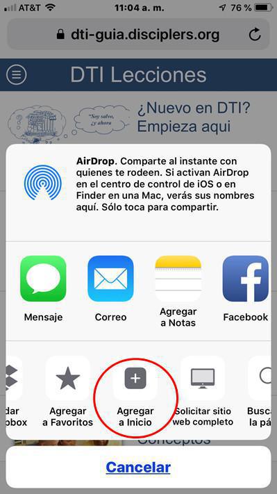 Agregar App a Inicio (dispositivos Apple) Agregar App a Inicio (dispositivos Apple)