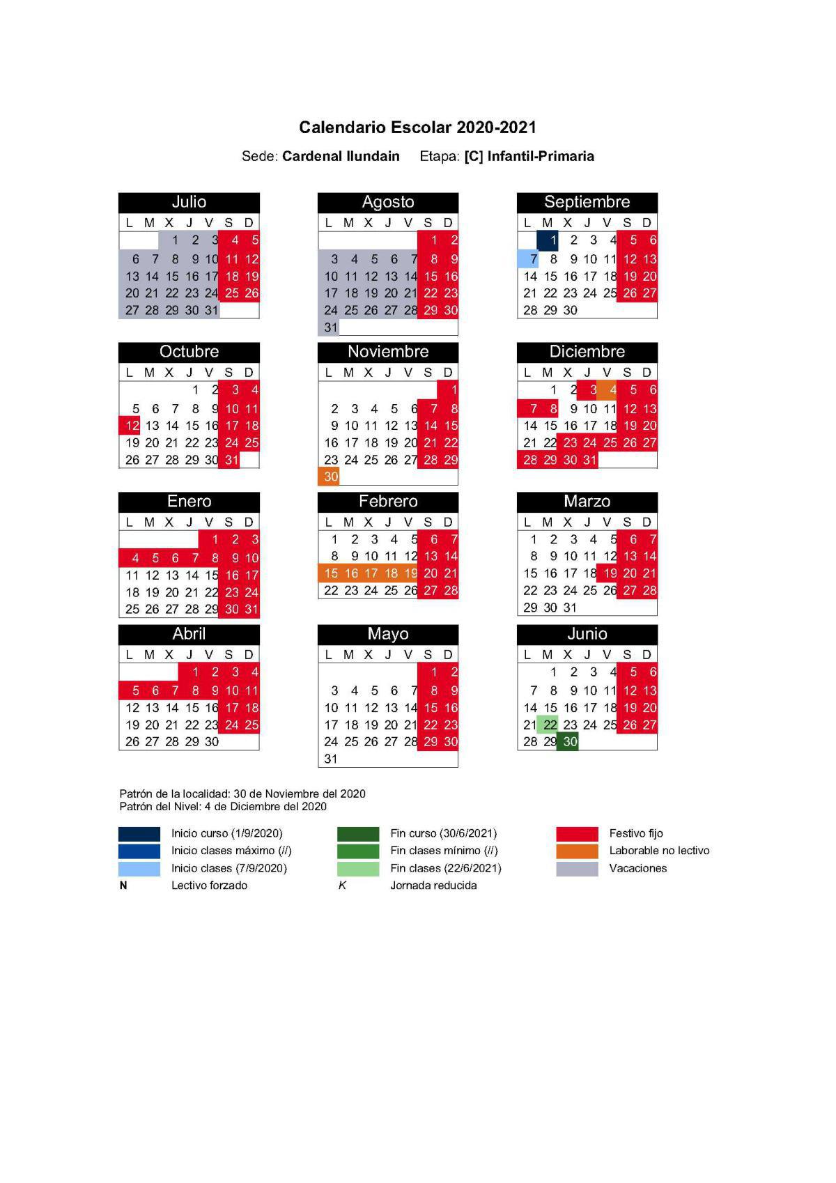 Calendario 2020/2021