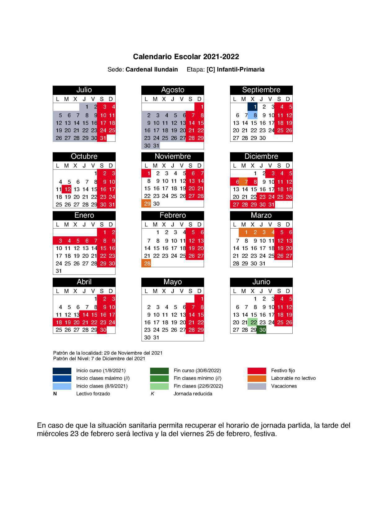 Calendario 2021/22