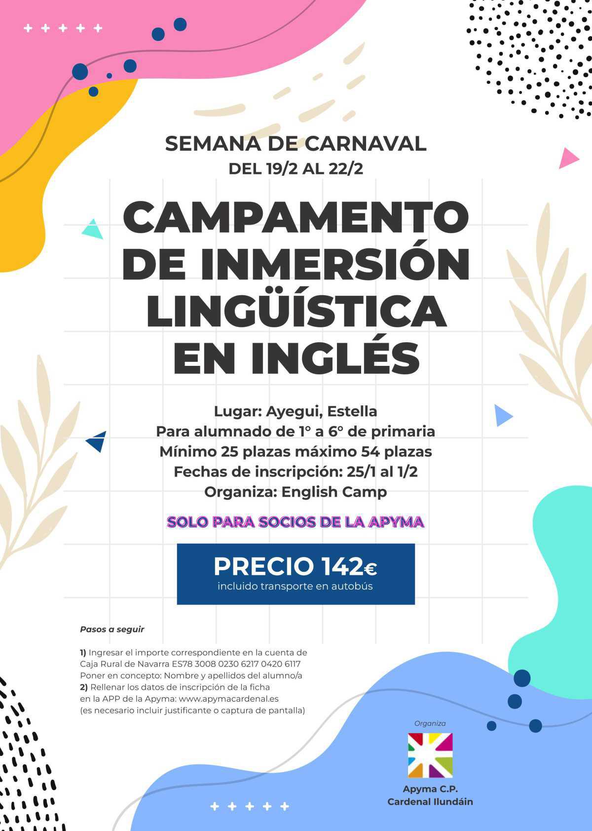 Campamento de inmersión lingüística en inglés - Semana de Carnaval 2023
