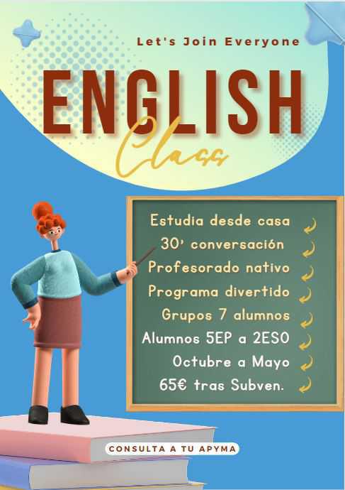 Clases subvencionadas de conversación en inglés con profesorado nativo Curso 2023/24
