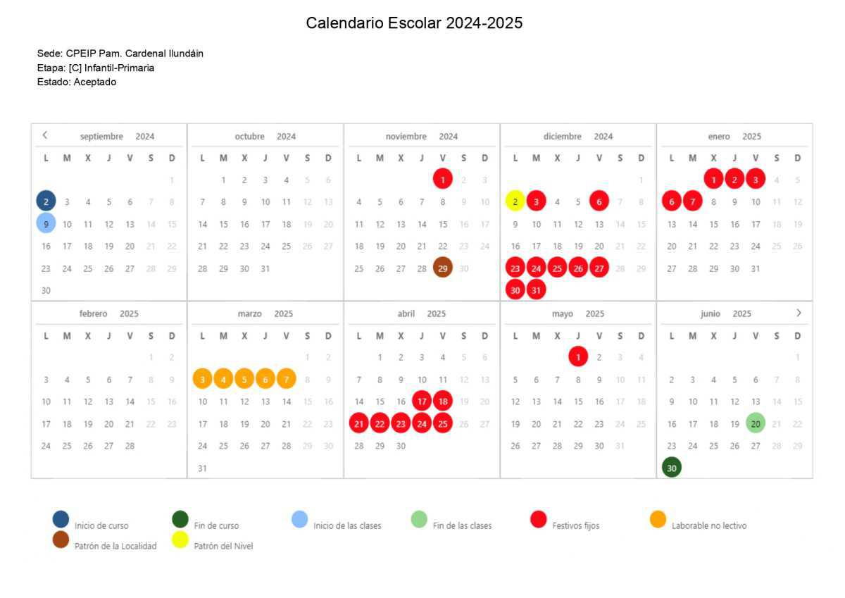 Calendario escolar 2024/2025