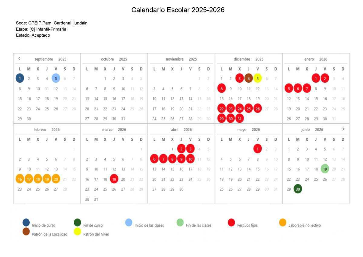 Calendario escolar 2025/2026