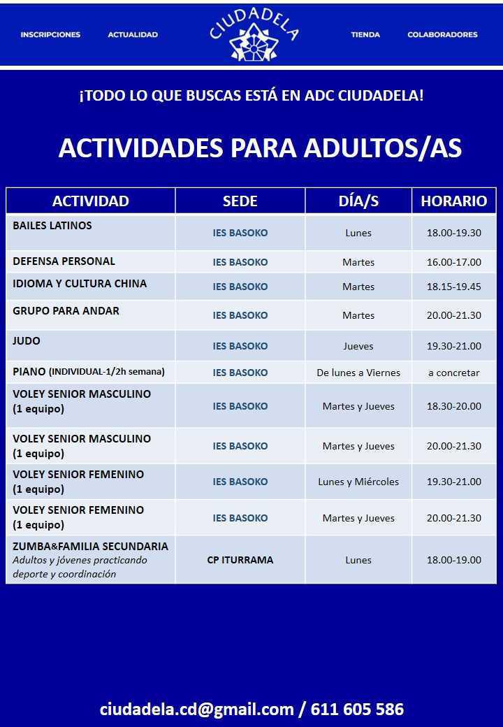 INSCRIPCIONES EXTRAESCOLARES 2026-2027 ADC CIUDADELA
