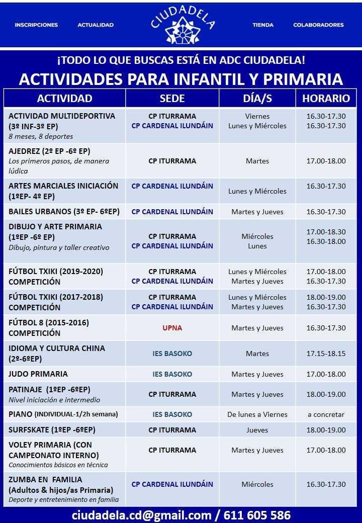 INSCRIPCIONES EXTRAESCOLARES 2026-2027 ADC CIUDADELA INSCRIPCIONES EXTRAESCOLARES 2026-2027 ADC CIUDADELA