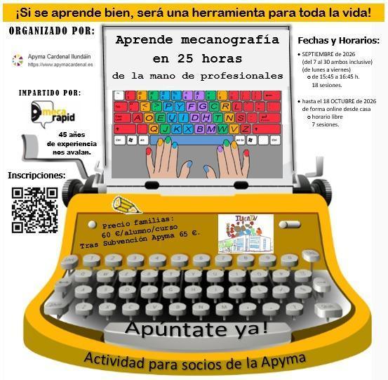 ¡Novedad! Curso básico de mecanografía para septiembre 2026 ¡Novedad! Curso básico de mecanografía para septiembre 2026