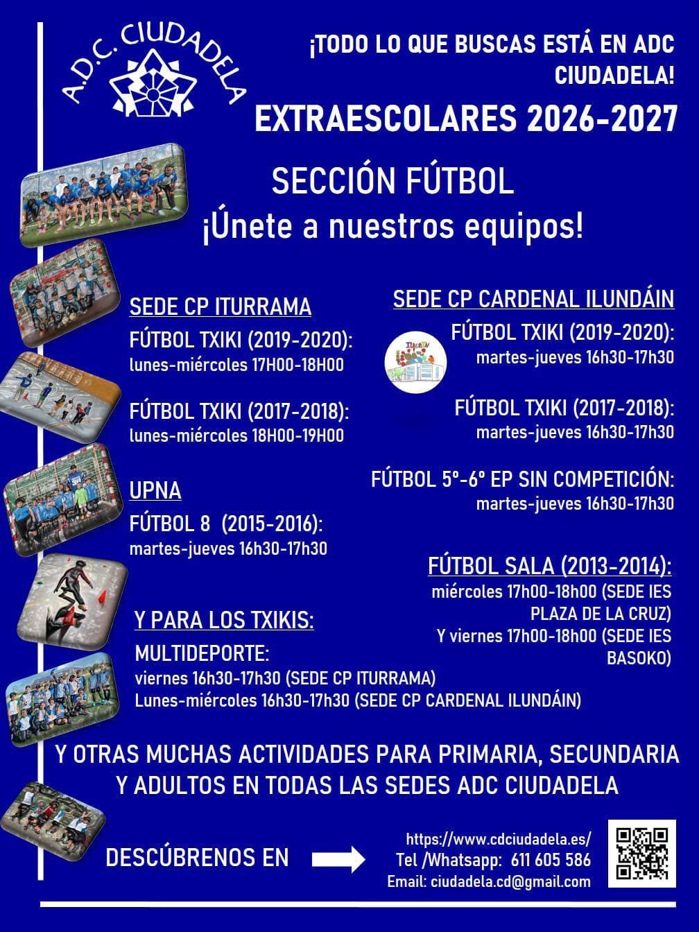 Actividades extraescolares 2026-2027 en ADC Ciudadela Actividades extraescolares 2026-2027 en ADC Ciudadela