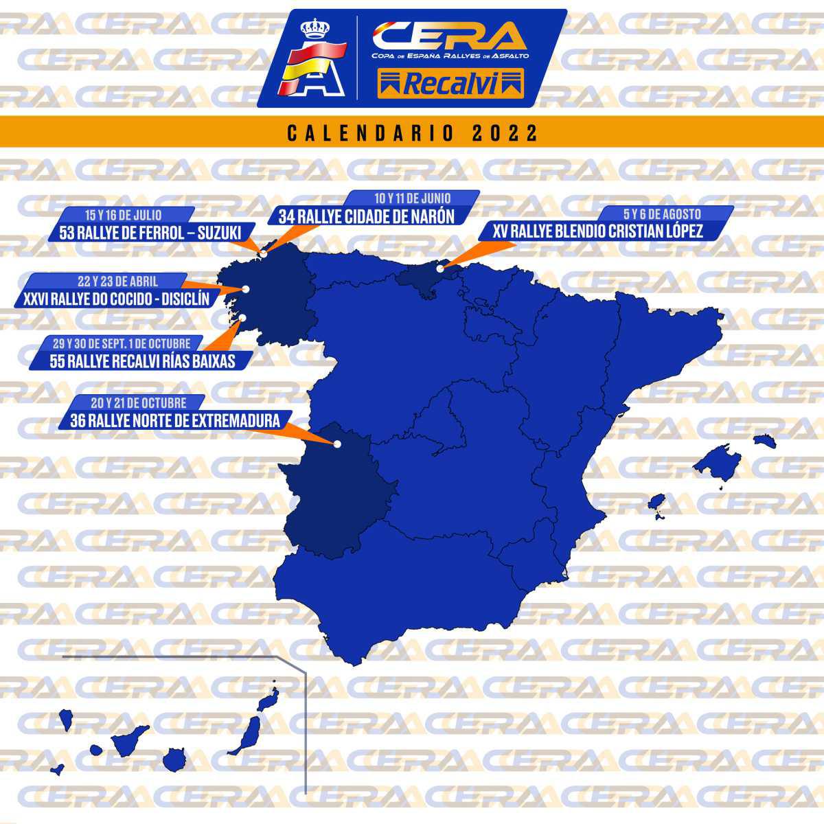 La CERA - Recalvi 2022, con calendario propio y cuatro rallyes en Galicia
