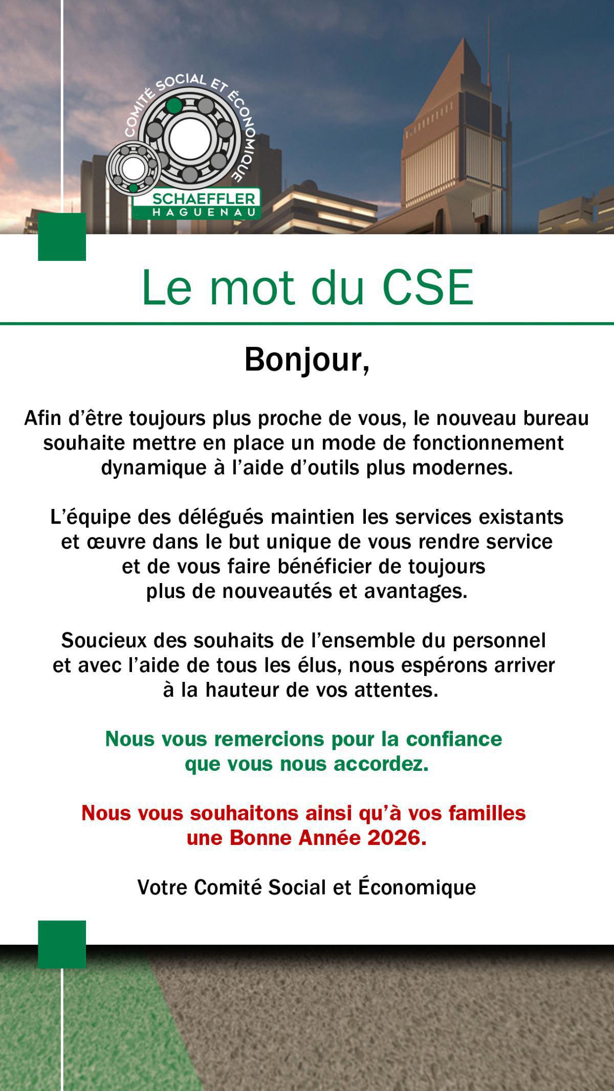  Le mot du secrétaire