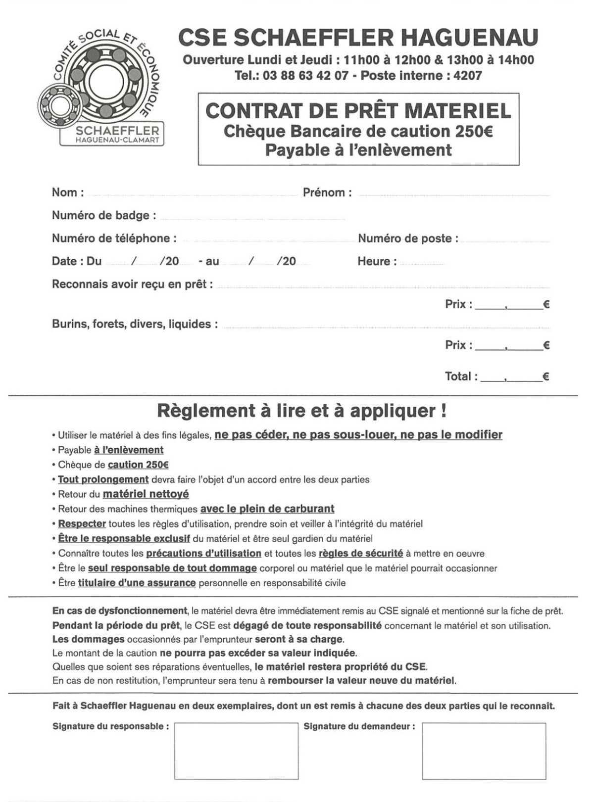 PRÊT DE MATÉRIEL PRÊT DE MATÉRIEL