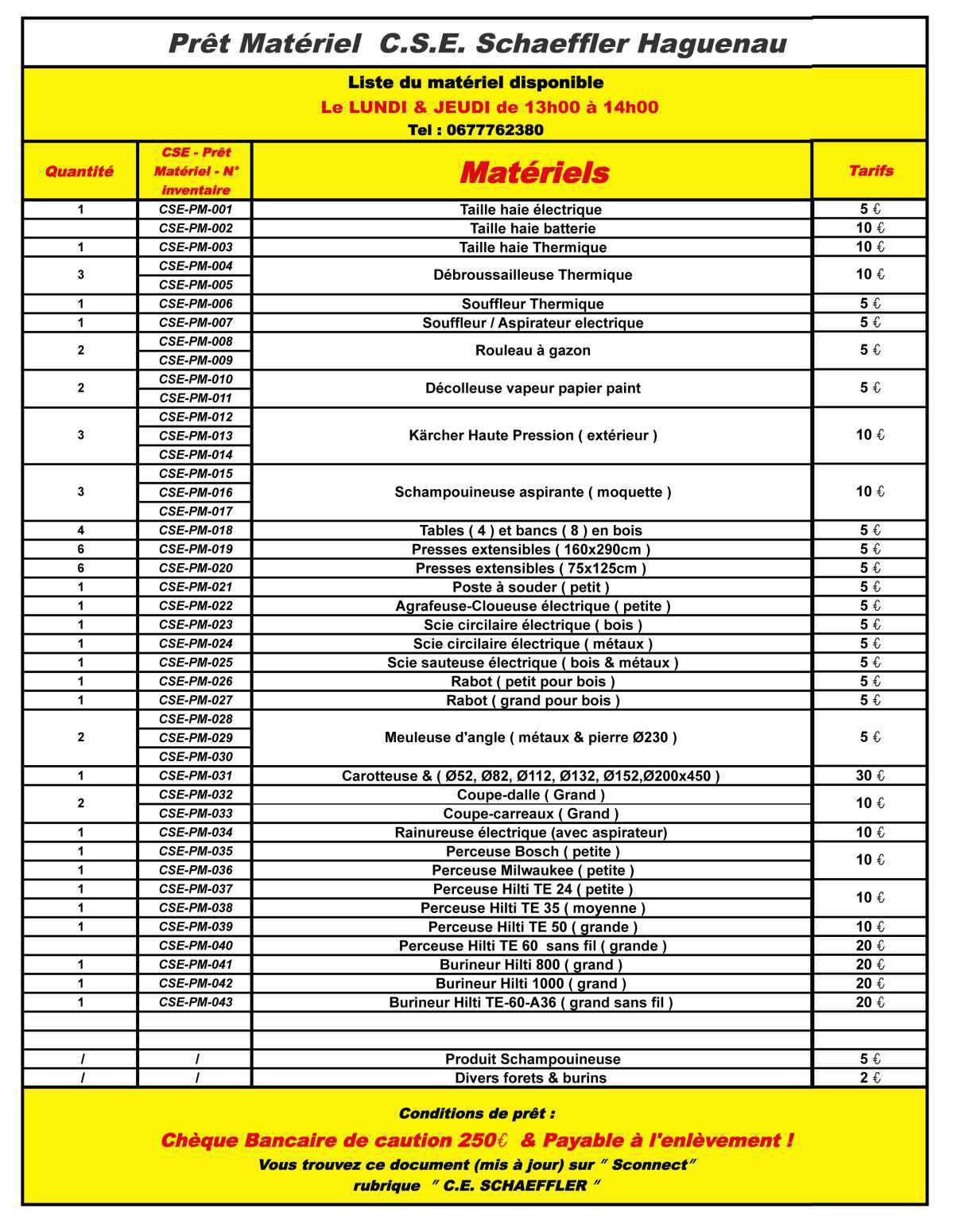 PRÊT DE MATÉRIEL PRÊT DE MATÉRIEL