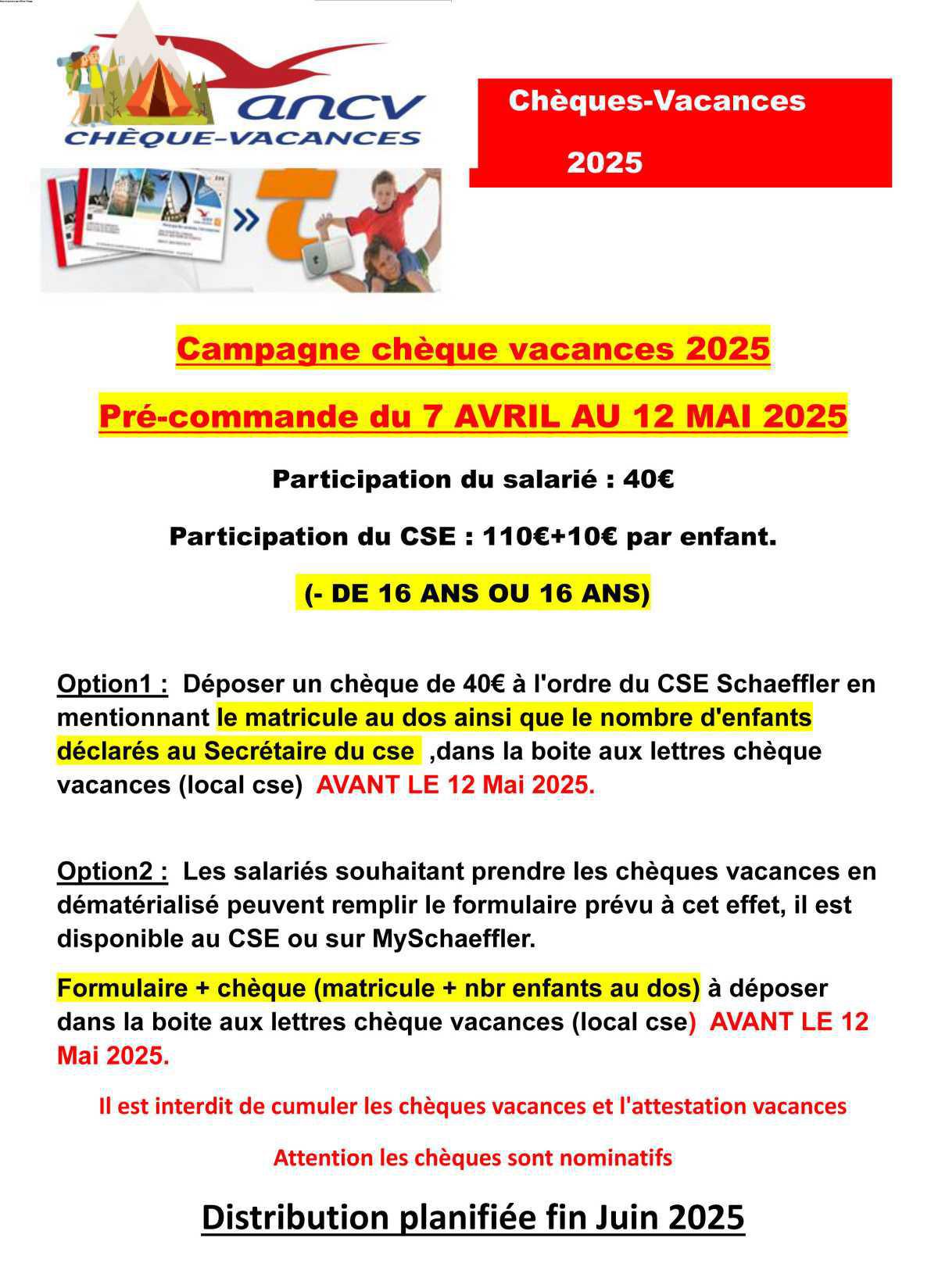 LES CHÉQUES-VACANCES 2025