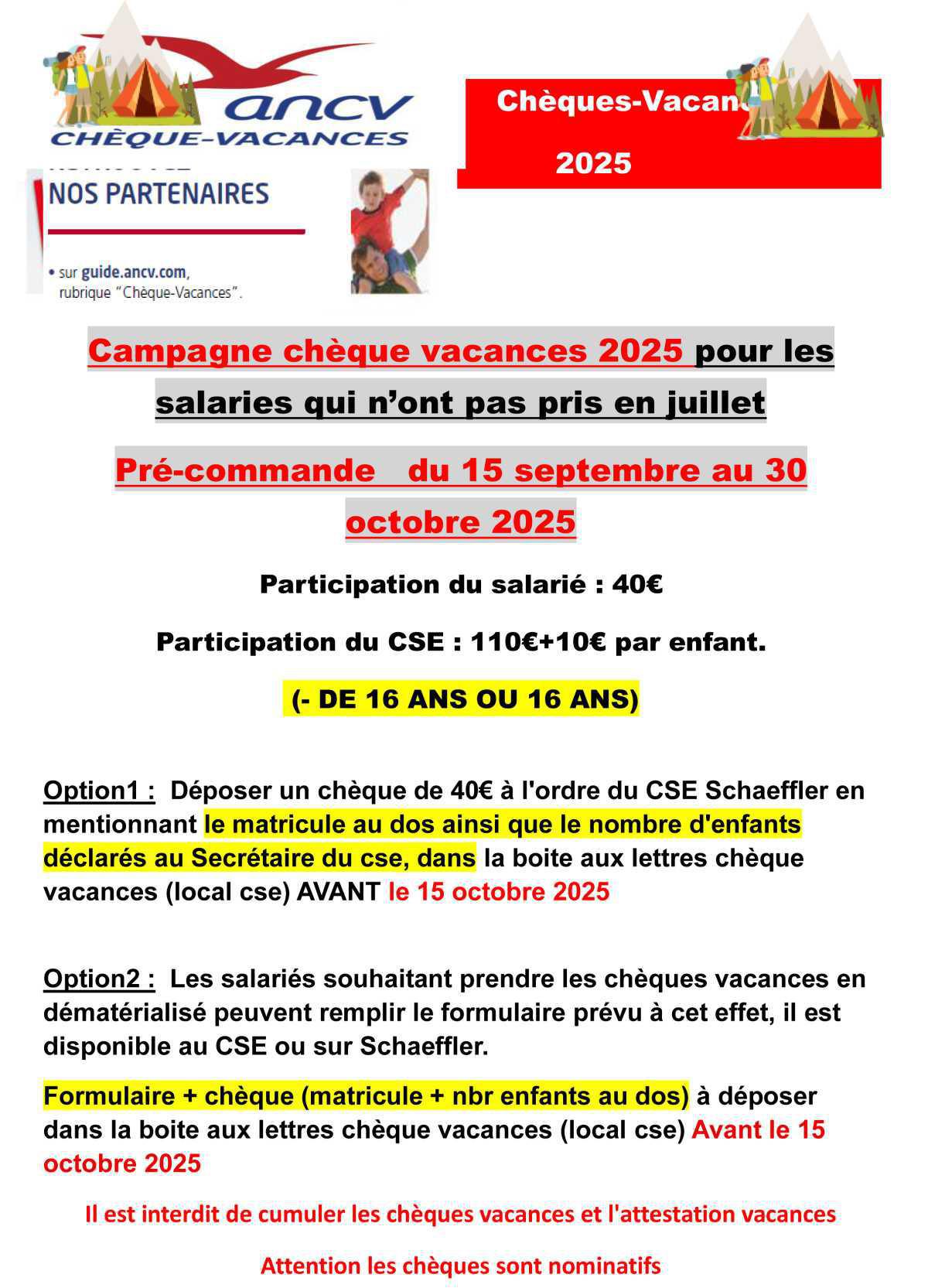 LES CHÉQUES-VACANCES 2025