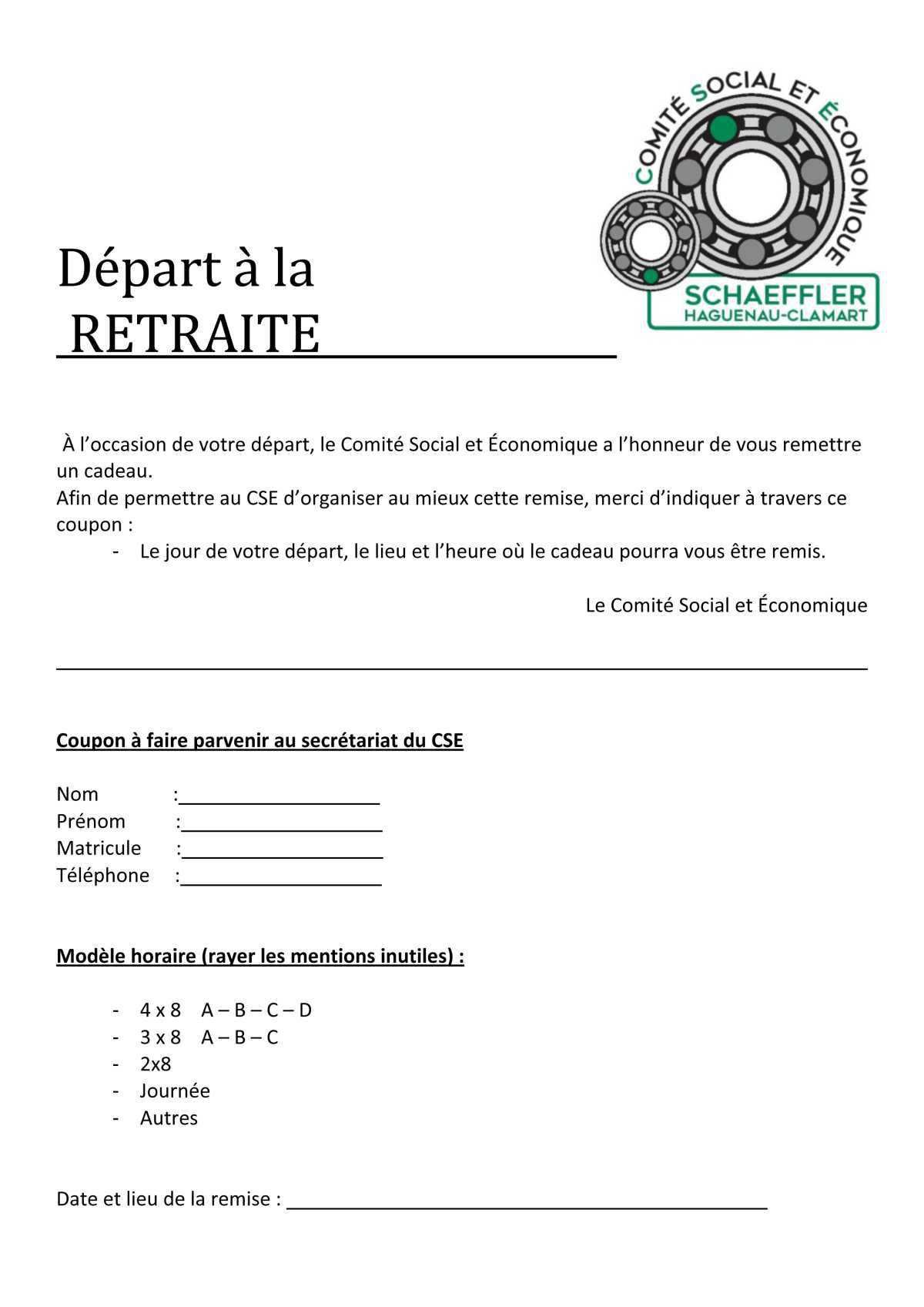 Pour votre départ en retraite