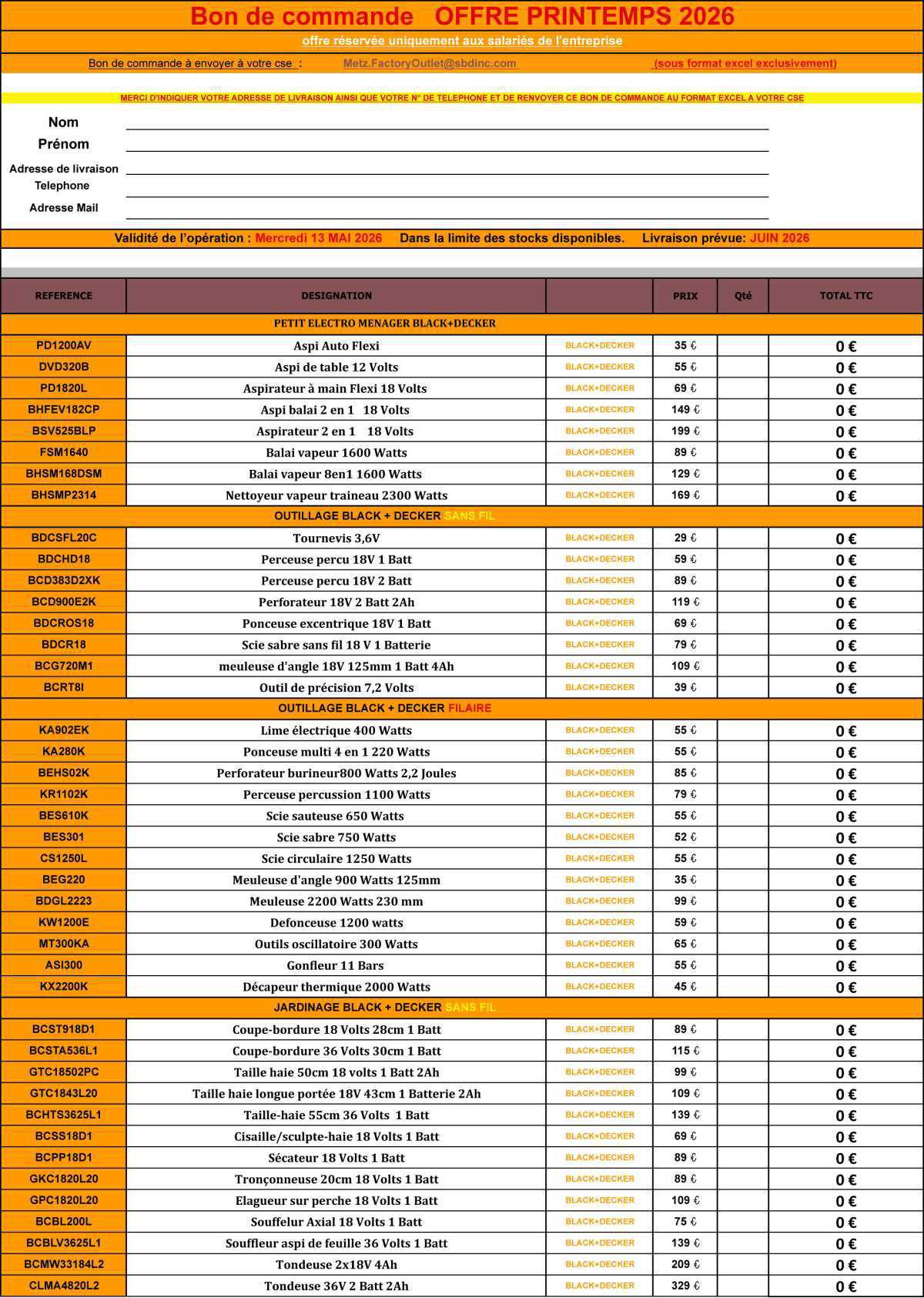 STANLEY et BLACK & DECKER - Offres PRINTEMPS 2026 STANLEY et BLACK & DECKER - Offres PRINTEMPS 2026