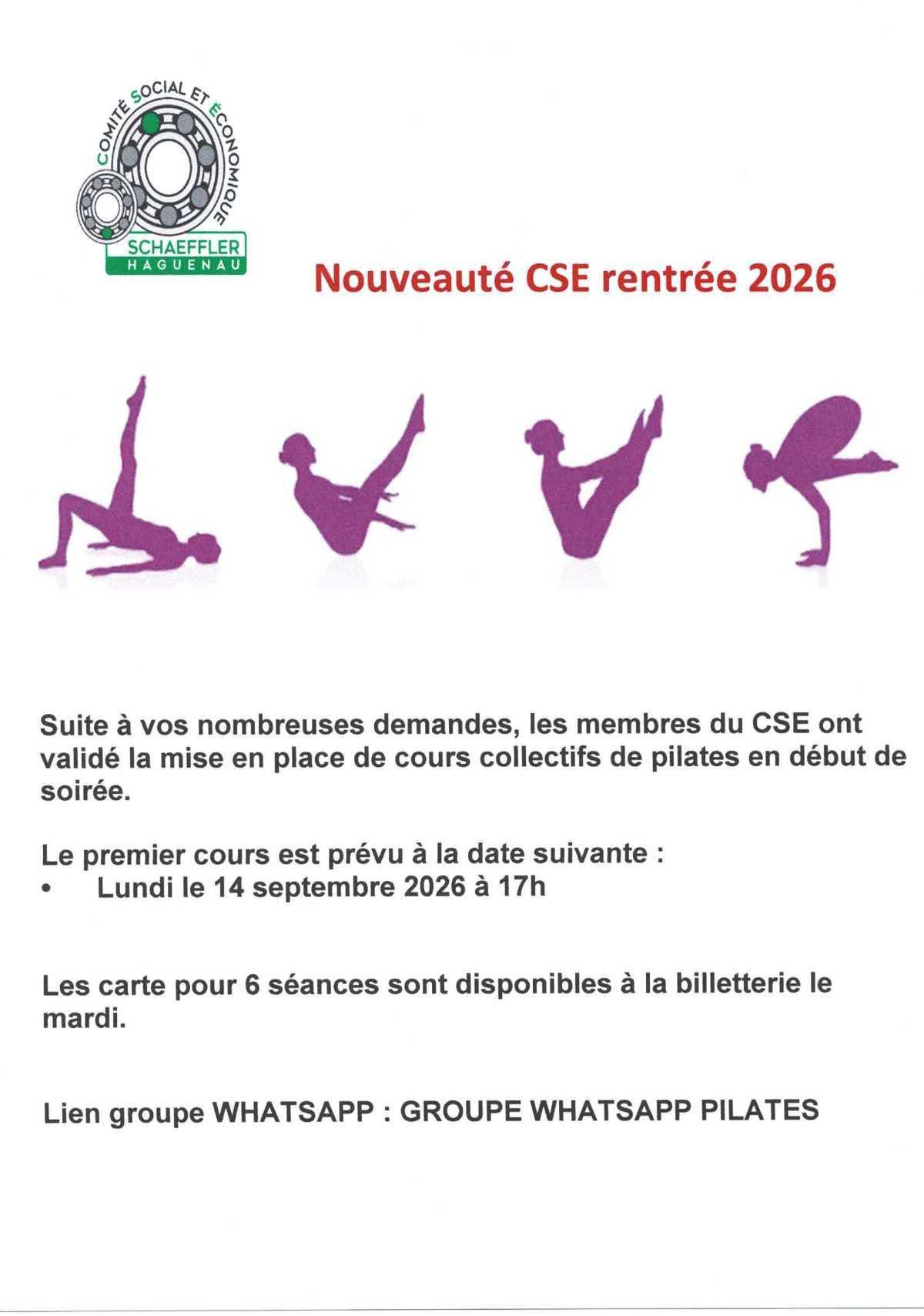 NOUVEAU : Cours collectifs de Pilates