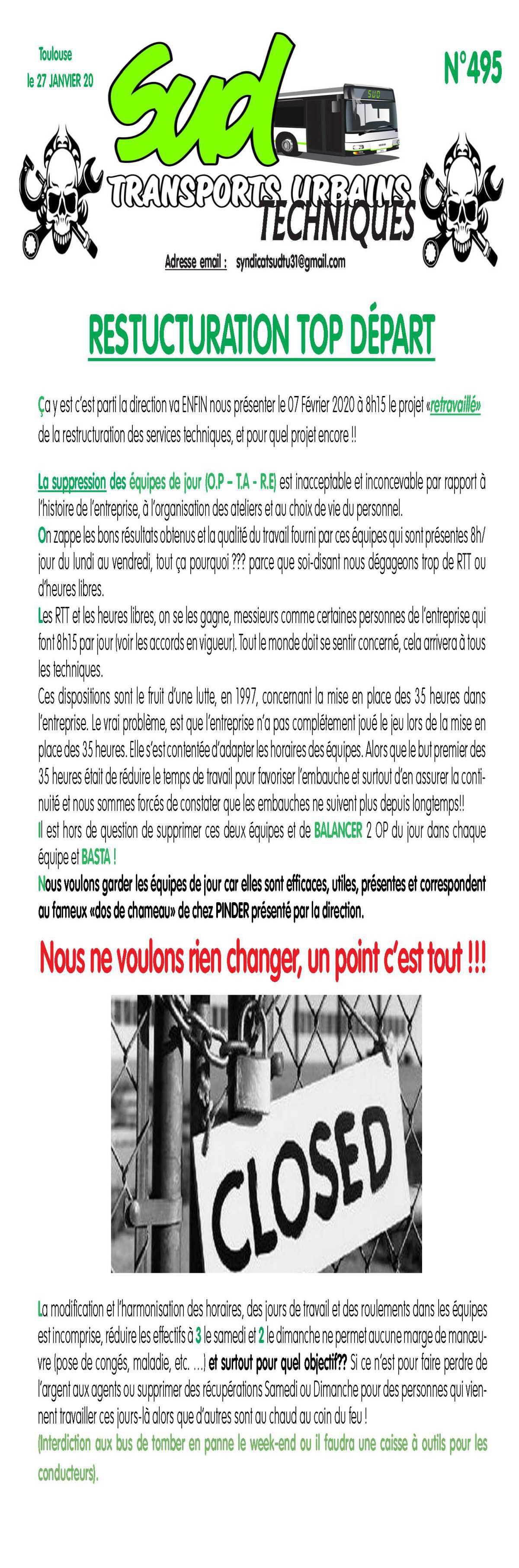 TRACT TISSEO 495 RESTRUCTURATION TOP DÉPART