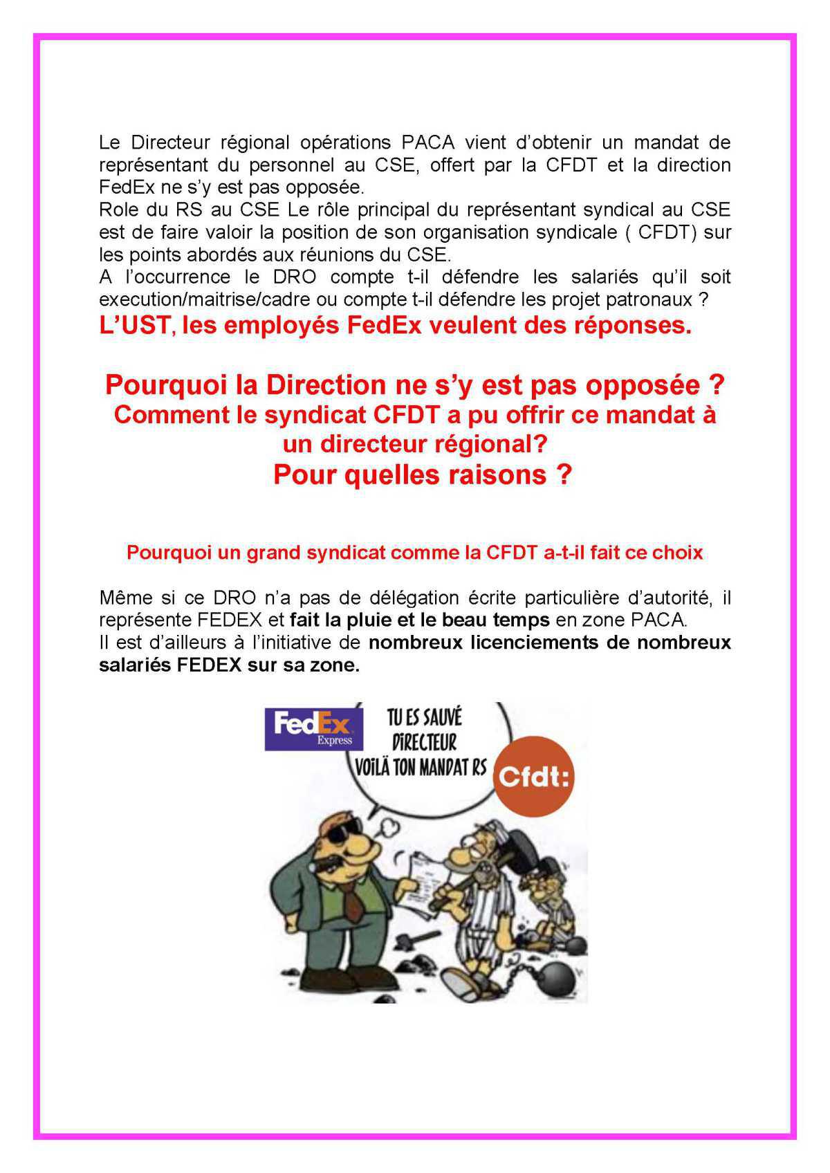Tract FEDEX Scandale syndical