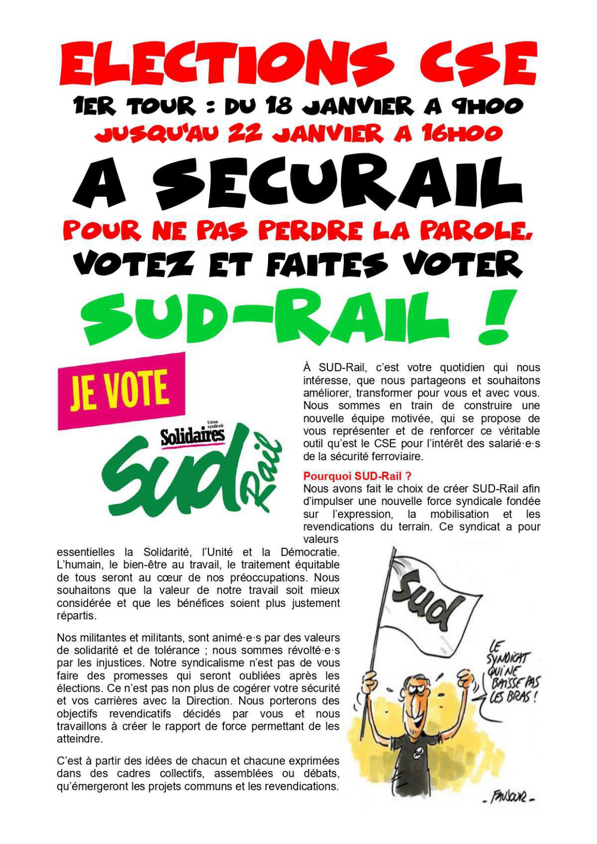 Elections CSE à SECURAIL, pour ne pas perdre le Nord, votez SUD-Rail !