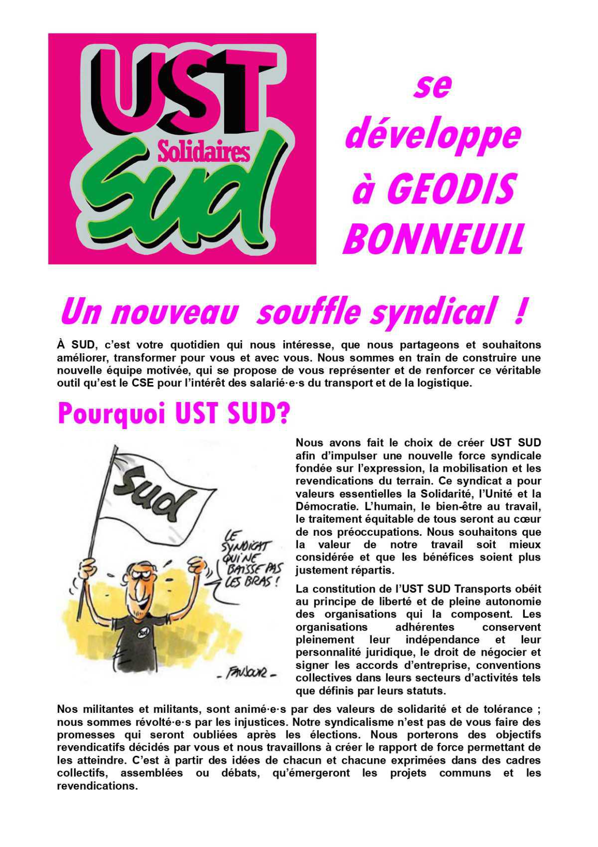 Section UST SUD à GEODIS D&E PARIS EUROPE à BONNEUIL : qui s'y frotte s'y pique !